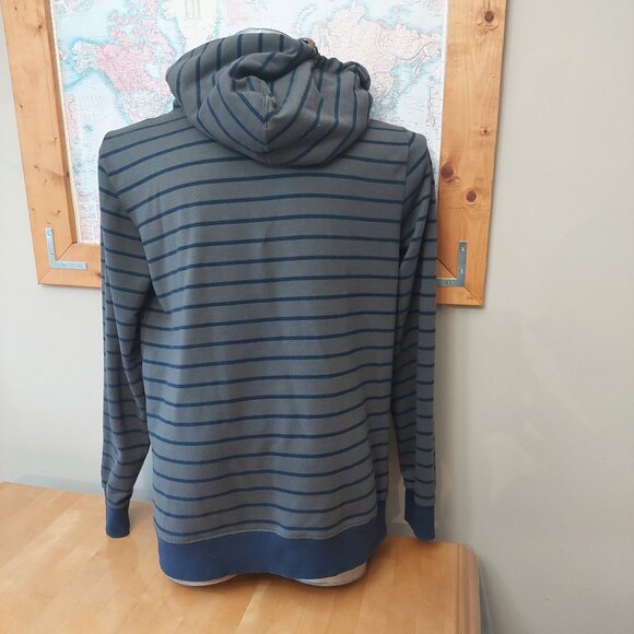 Men's BELOWZERO Switzerland Hooded Striped Sweatshirt Leather Accents Size XL - Picture 3 of 13